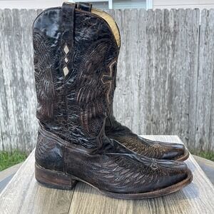 Corral Cowboy Boots Men 13 Brown Cross Wings Inlay Leather Western Square Toe
